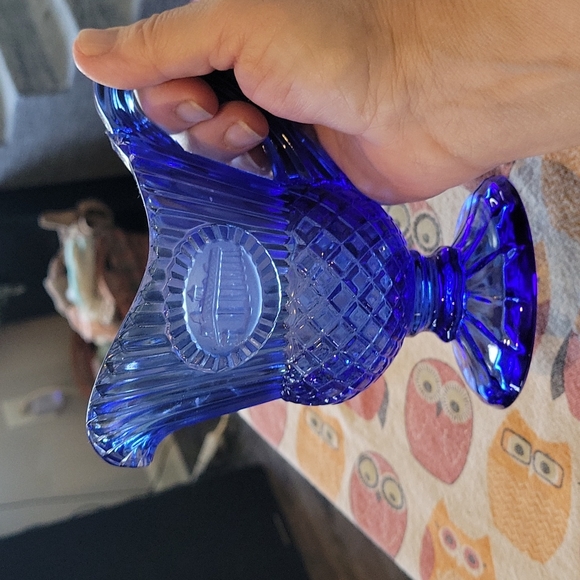 Fostoria Cobalt Pitcher Mt.Vernon gravy boat,euc,vintage - Picture 6 of 6